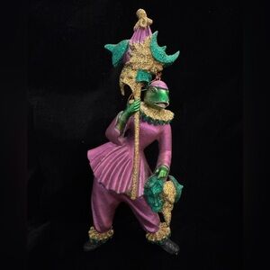 Katherine's Collection Frog Jester Ornament Purple with Green and Gold Glitter